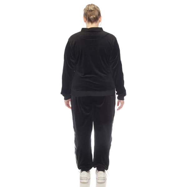 Plus Size White Mark 2pc. Tracksuit Set w/ Faux Leather Stripe
