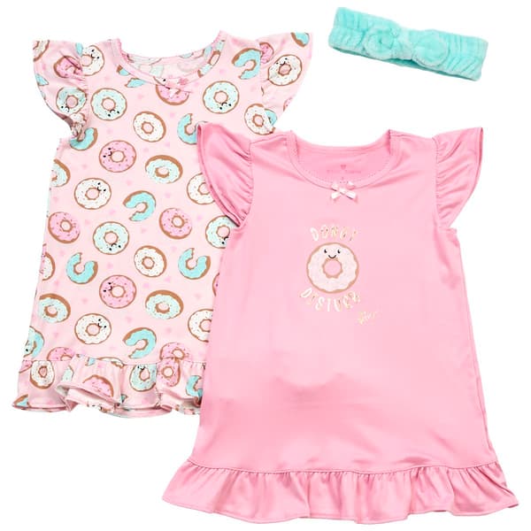 Girls (4-6x) Betsey Johnson Donut Disturb 2pk. Nightgowns - image 