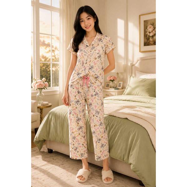 Juniors Peanuts(tm) Short Sleeve Snoopy in Paris Long Leg Pajama Set - image 