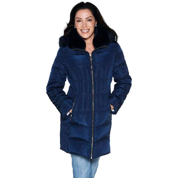 Womens Michael Kors Heavyweight Faux Fur Collar Puffer Coat