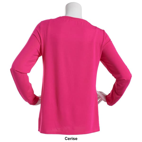 Womens Calvin Klein Long Sleeve Boatneck Solid Liquid Jersey Top