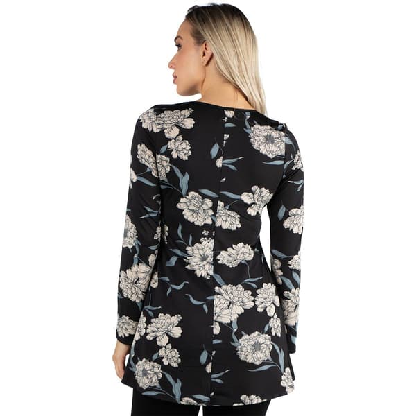Womens 24/7 Comfort Apparel Floral Swing Style Flared Top
