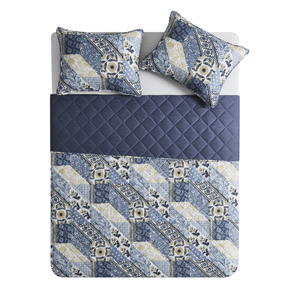 VCNY Home Joel Blue/Yellow 3pc. Patchwork Quilt Set