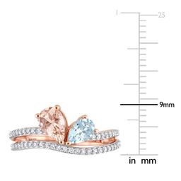 Gemstones Classics™ 10kt. Rose Gold Morganite & Aquamarine Ring