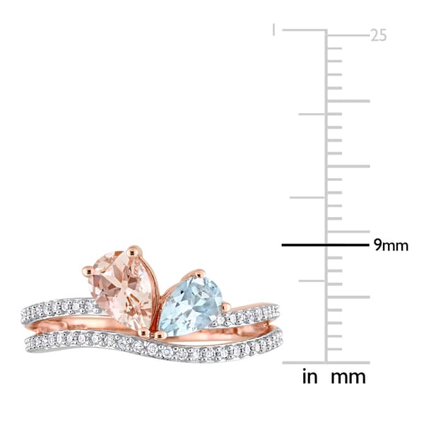 Gemstones Classics&#8482; 10kt. Rose Gold Morganite & Aquamarine Ring