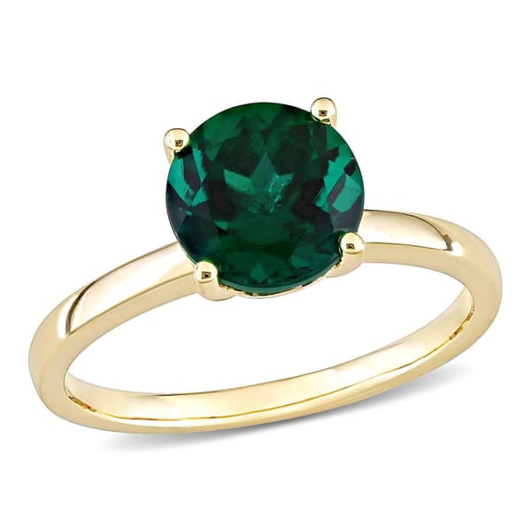 Gemstone Classics(tm) 10kt. Gold Lab Created Emerald Solitaire Ring - image 