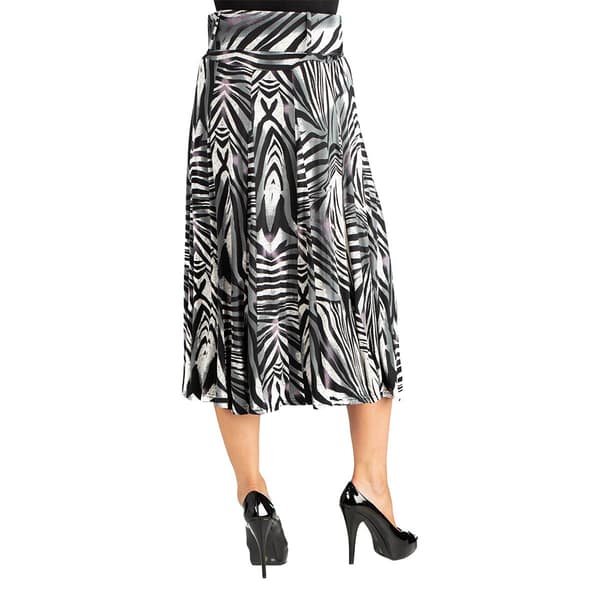 Womens 24/7 Comfort Apparel Midi Length Animal Print Belted Skirt