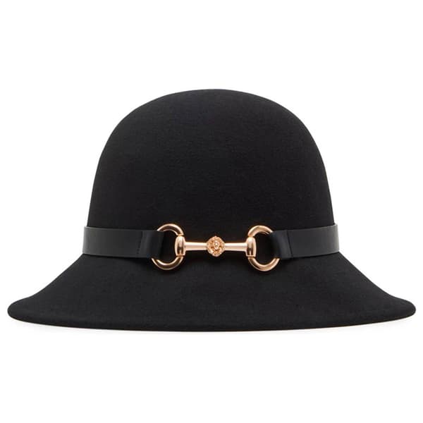 Womens Anne Klein Horsebit PU Trim Cloche Hat