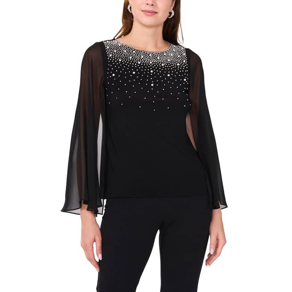Womens MSK Sheer Sleeve Faraj Beaded Top - image 