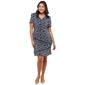 Petite Connected Apparel Short Sleeve Floral Bodre Shift Dress - image 2