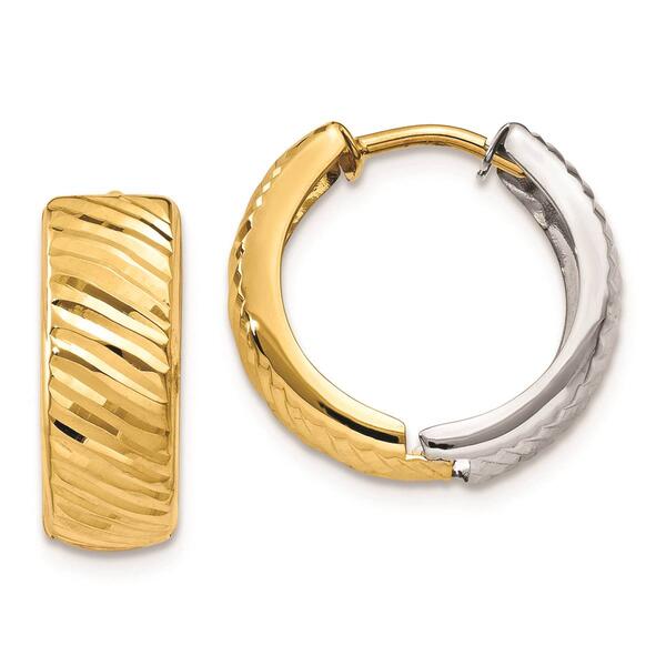 Gold Classics&#40;tm&#41; 14kt. Two-Tone Textured Hoop Earrings - image 