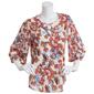 Womens Cure 3/4 Sleeve Double Keyhole Floral Blouse - image 1