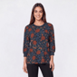 Plus Size Bonnie Evans 3/4 Sleeve Floral Mums Hacci Sweater - image 1