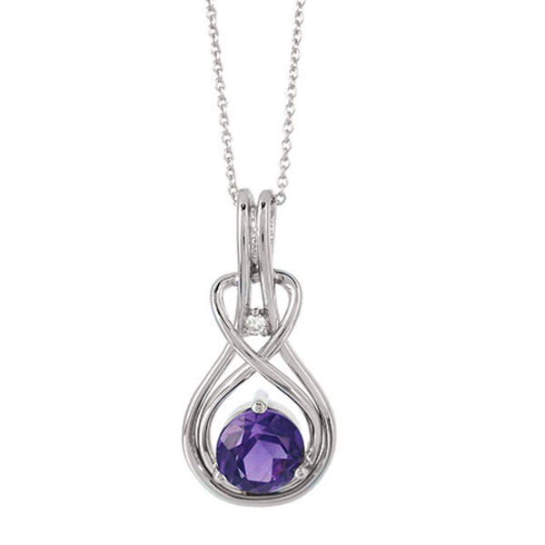 Gemstone Classics&#40;tm&#41; Amethyst & Diamond Pendant Necklace - image 