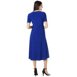 Womens MSK Solid Elbow Sleeve Surplice Midi Dress