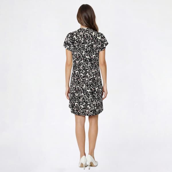 Petite Cocomo Flutter Sleeve Floral Pintuck Shift Dress