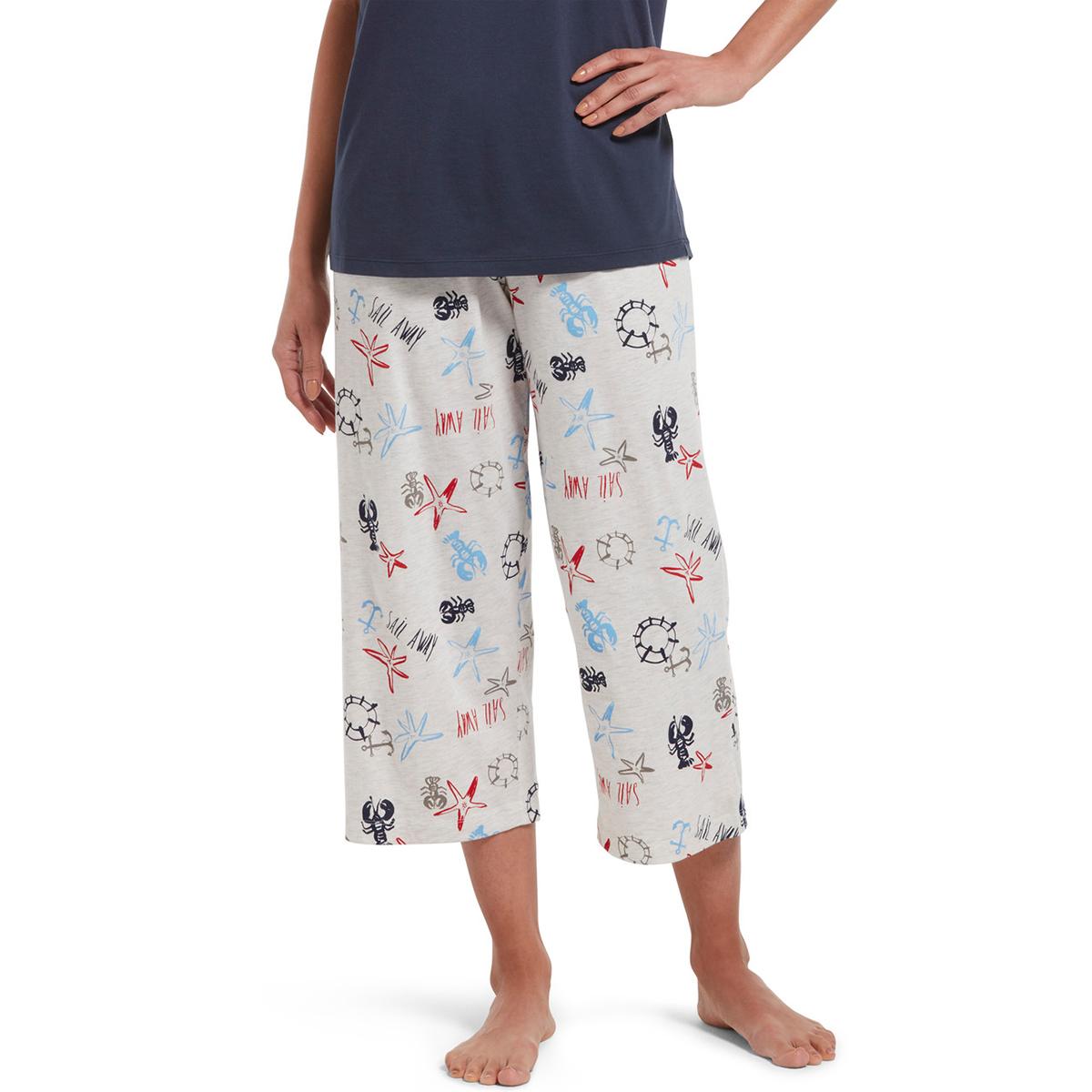 Womens HUE® Smooth Nautical Pajama Capris