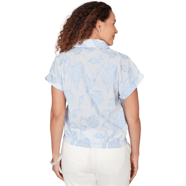 Womens Skye’s the Limit Sunny Blue Skies Floral Stripe Blouse