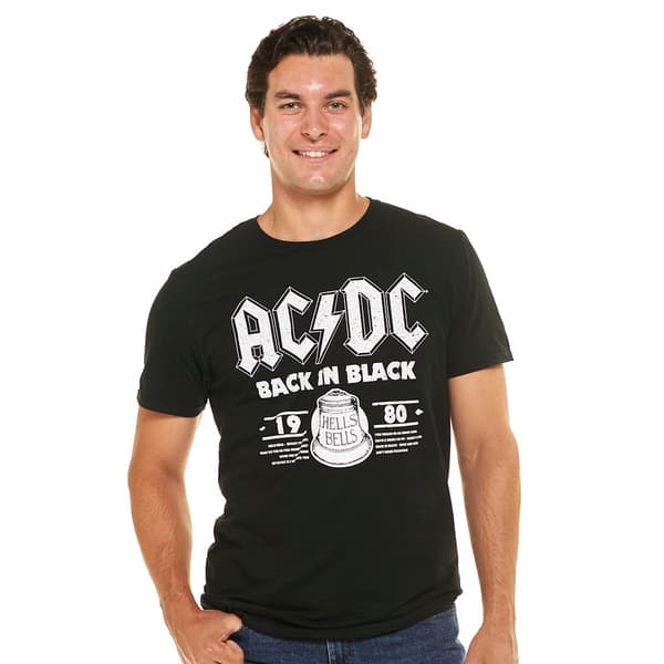 Young Mens AC/DC Back in Black Graphic Tee - image 