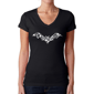 Plus Size LA Pop Art Bat Pics Word Art V-Neck Tee - image 1