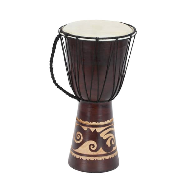 9th & Pike&#174; Brown Mahogany Large Drum Sculpture