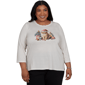 Plus Size Alfred Dunner Classics 3/4 Sleeve Santa Cat Tee - image 1