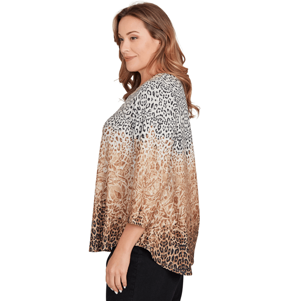 Plus Size Ruby Rd. Cozy Time Ombre Leopard Paisley Blouse