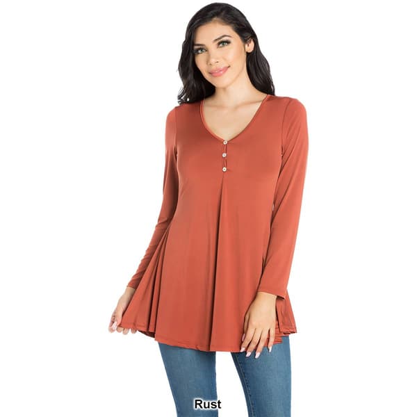 Womens 24/7 Comfort Apparel Flared Henley Tunic