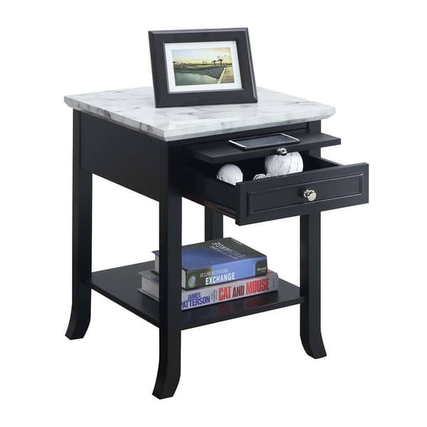 Convenience Concepts American Heritage Marble End Table - Black