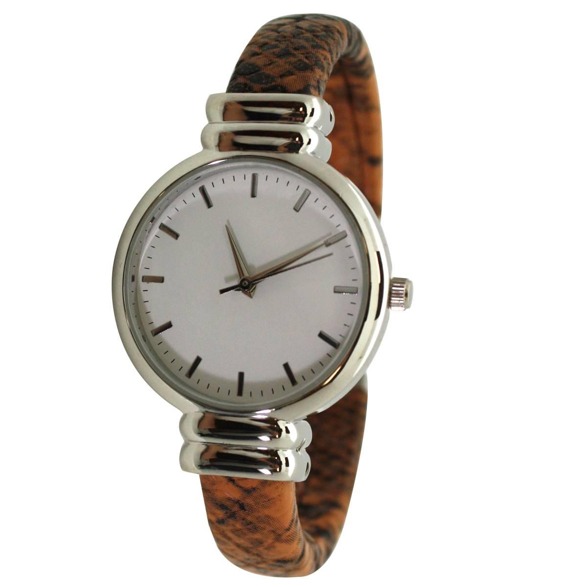 Womens Olivia Pratt™ Faux Snake Skin Bangle Watch -...