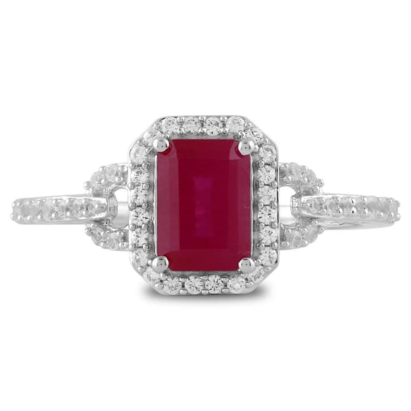 Gemstone Classics(tm) Silver Created Ruby White Sapphire Ring