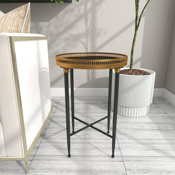 9th & Pike® Black Metal Traditional Accent Table