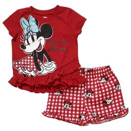 Toddler Girl Disney&#40;R&#41; Minnie Mouse Top & Gingham Ruffle Shorts Set
