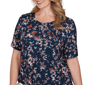 Plus Size Emaline Key Items Short Sleeve Tie Hem Butterfly Blouse - image 5