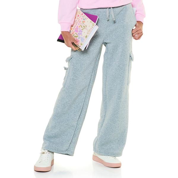 Girls (7-14) 1st Kiss(R) Wide Leg Cargo Sweatpants - Heather Grey - image 