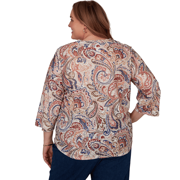 Plus Size Alfred Dunner Camden Market 3/4 Sleeve Paisley Blouse