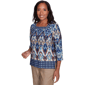 Womens Alfred Dunner Summer Solstice Ikat Diamond Border Top - image 3