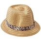 Womens Madd Hatter Straw Fedora w/ Leopard Band - image 1