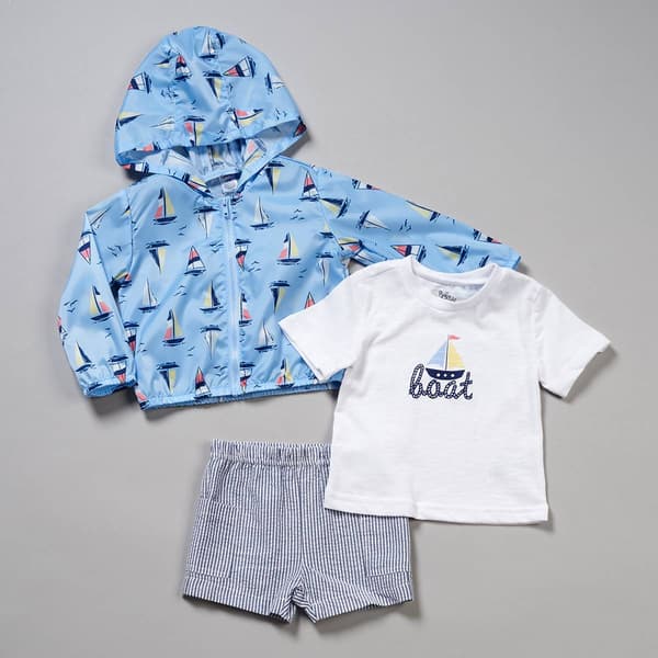 Baby Boy &#40;12-24M&#41; Baby Essentials 3pc. Sailboat Windbreaker Set - image 