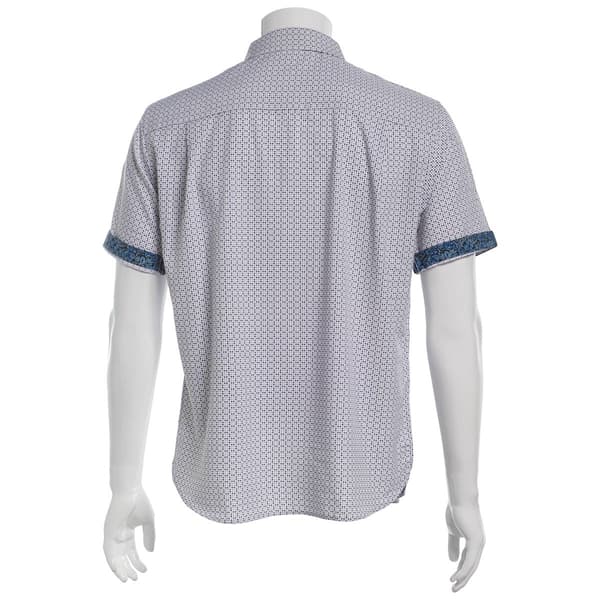 Mens Campia Short Sleeve Poly Spandex Button Down Shirt - White
