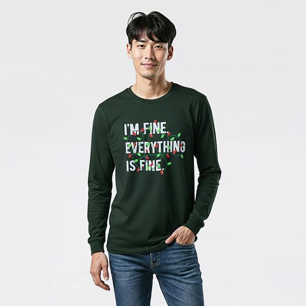 Young Mens Everything is Fine Long Sleeve Graphic Tee - image 