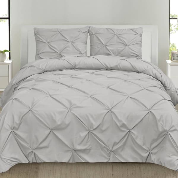 Sweet Home Collection 3pc. Pinch Pleat Pintuck Duvet Cover Set
