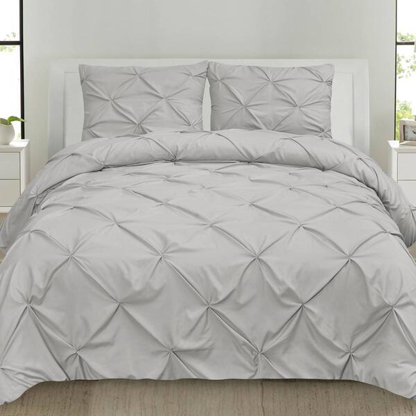 Sweet Home Collection 3pc. Pinch Pleat Pintuck Duvet Cover Set - image 