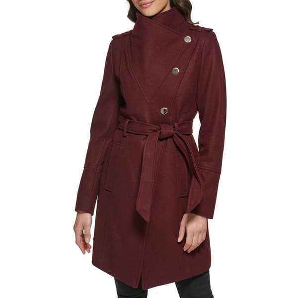 Womens Guess Asymmetrical Wool Coat with Belt Boscov s