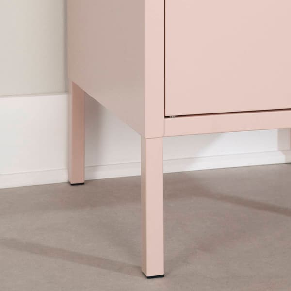 South Shore Crea Pale Pink Metal 1-Door End Table