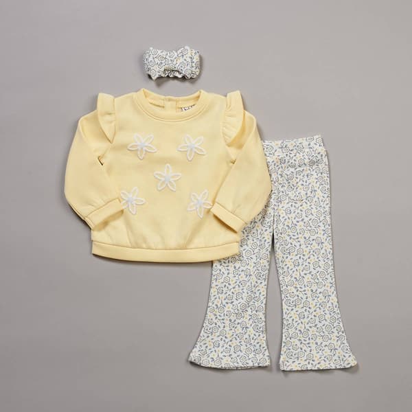 Baby Girl (12-24M) Nicole Miller 3pc. Flower Sweatshirt Set - image 