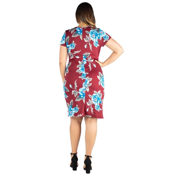 Plus Size 24/7 Comfort Apparel Floral Faux Wrap Dress