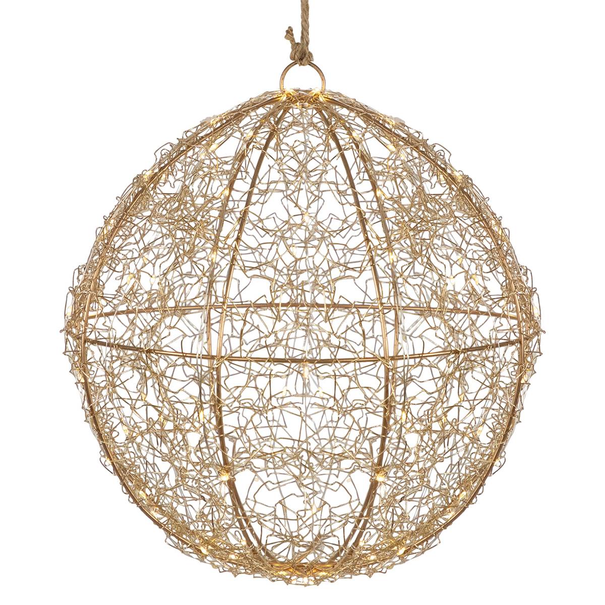 Open Video Modal for Northlight Seasonal 12in. Lighted Gold LED Wire Ball Decor