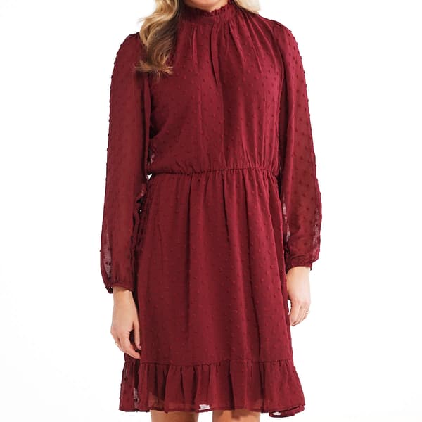 Womens Luxology Long Sleeve Mock Neck Clip Dot Blouson Dress