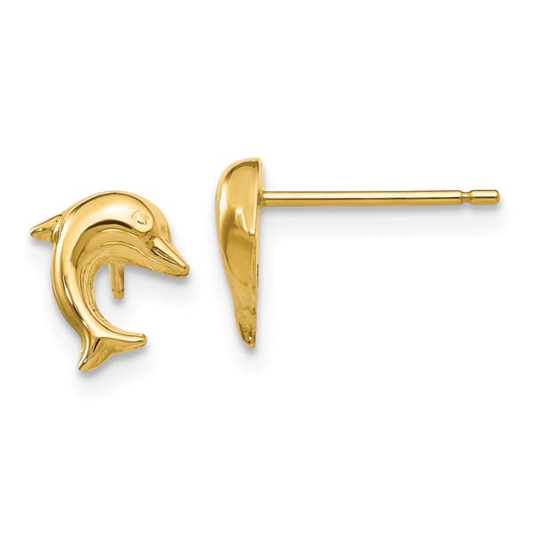 Gold Classics(tm) 14kt. Gold Small Dolphin Stud Earrings - image 